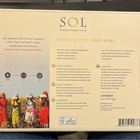SOL - Sustained Organic Living - Restoring Calm Neck Wrap - Heat & Cold Lavender - Picture 2 of 2